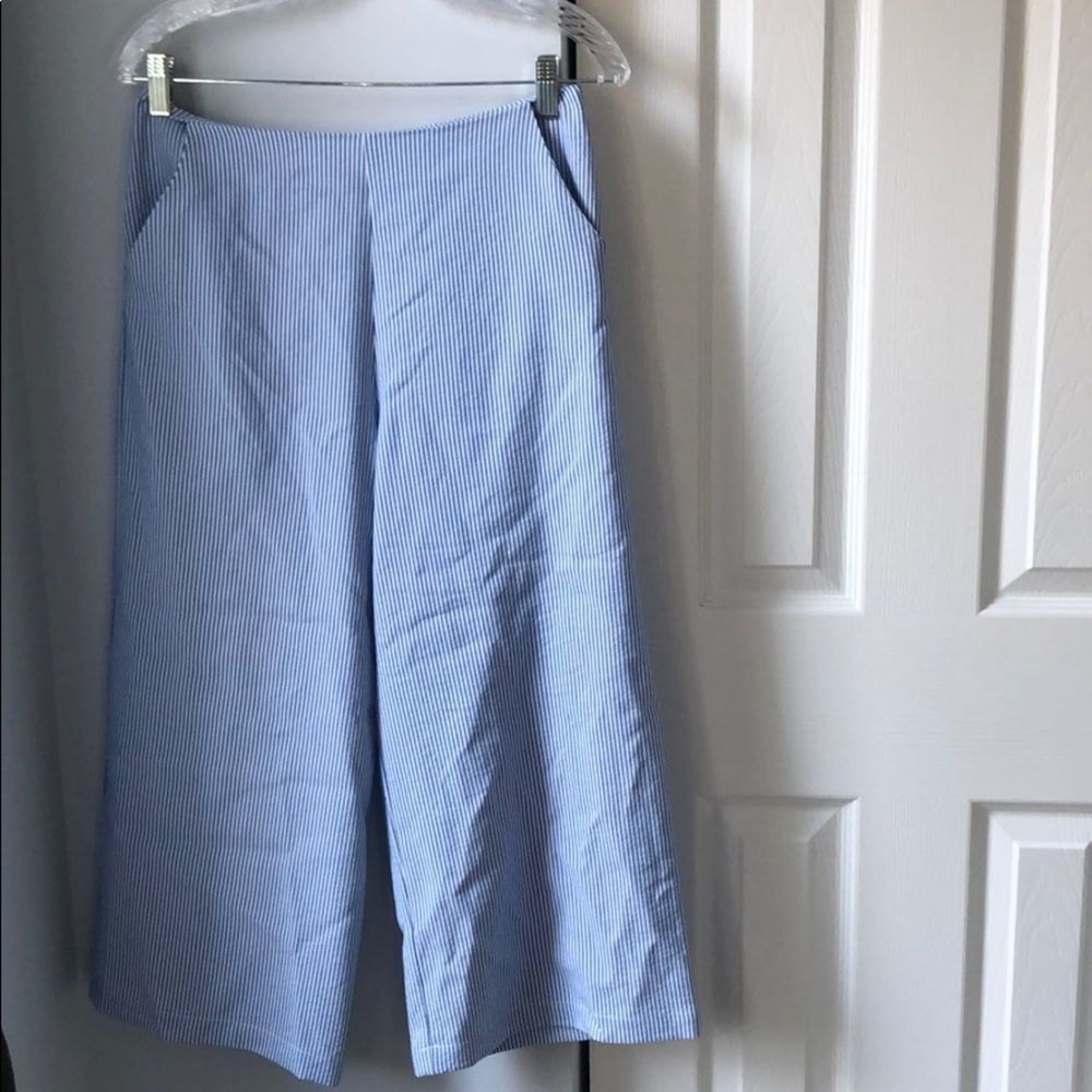 Good Luck Gem Seersucker Wide Leg Pants - M